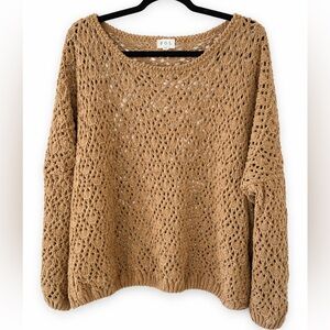 POL Open Knit Crochet Sweater - Size M - Boho Neutral - GUC